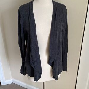 J. Crew Factory Always Cascading Draped Front Charcoal Gray Cardigan Size Medium